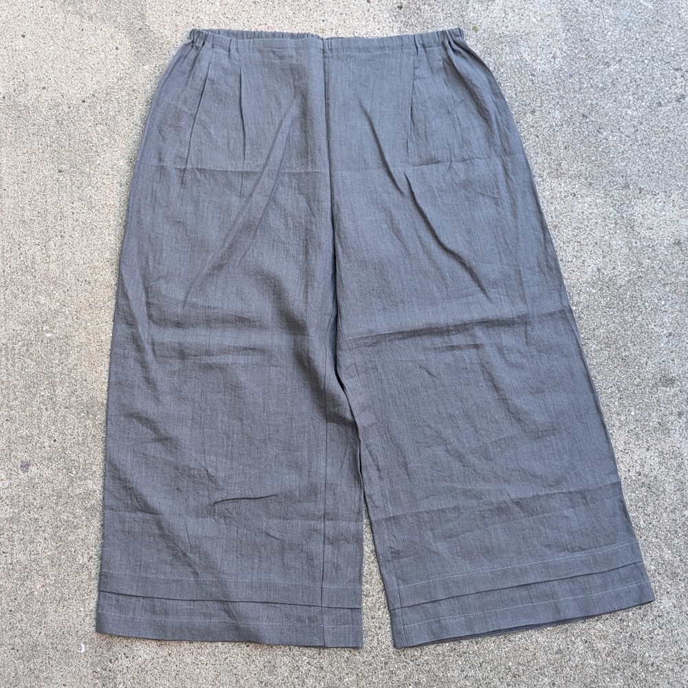 GO LIGHTLY adria wide leg linen pant M 2